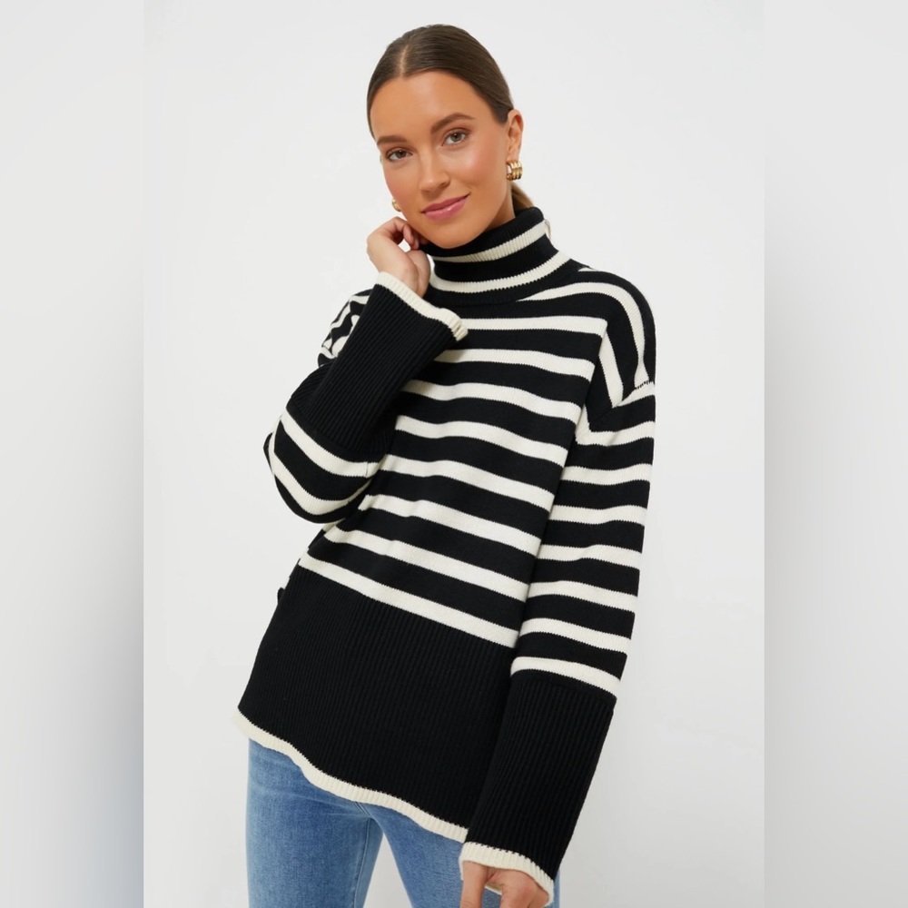 Tuckernuck Moon River Black Striped Turtleneck Sweater